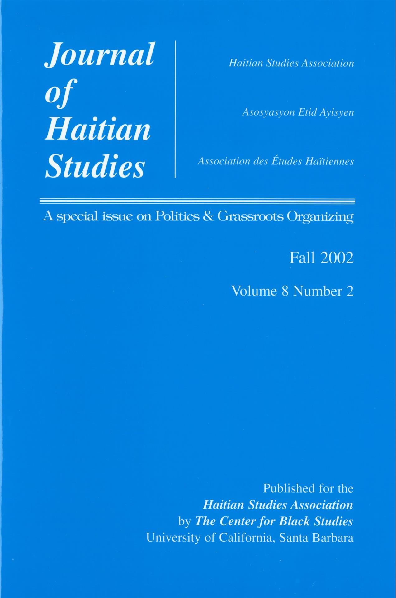 Journal of Haitian Studies (Volume 8 Number 2)